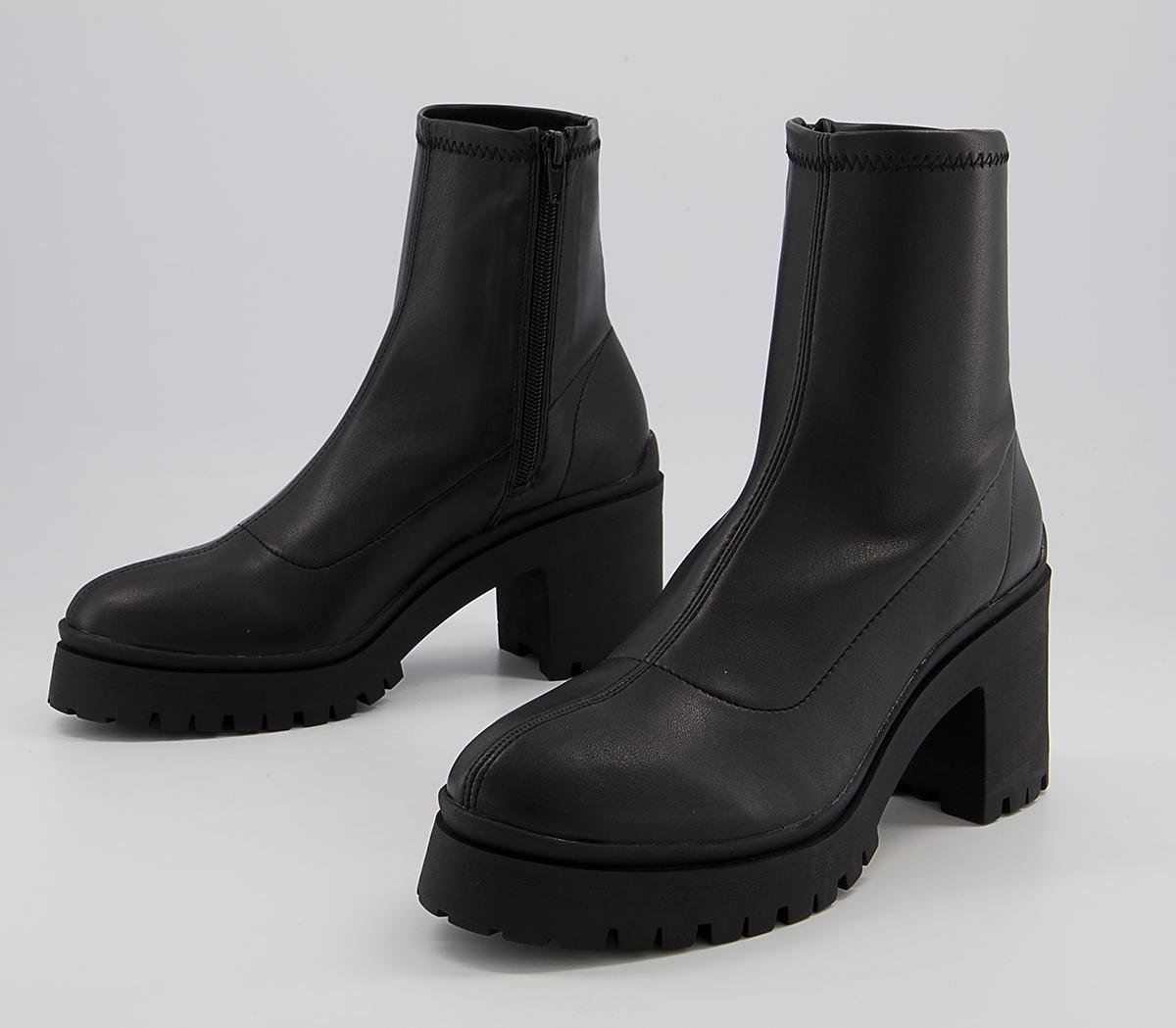 Office Alara Sock Block Heeled Chunky Ankle Boots Office Alara Sock Block Heeled Chunky Ankle Boots Black