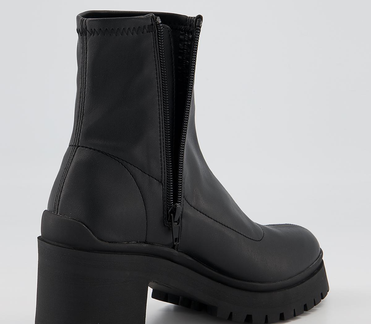 Office Alara Sock Block Heeled Chunky Ankle Boots Office Alara Sock Block Heeled Chunky Ankle Boots Black