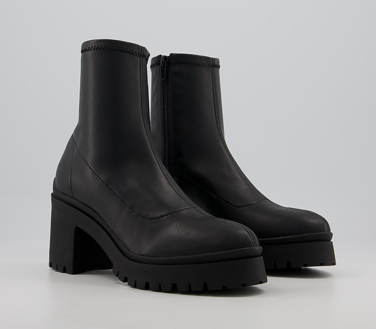 Office Alara Sock Block Heeled Chunky Ankle Boots Office Alara Sock Block Heeled Chunky Ankle Boots Black