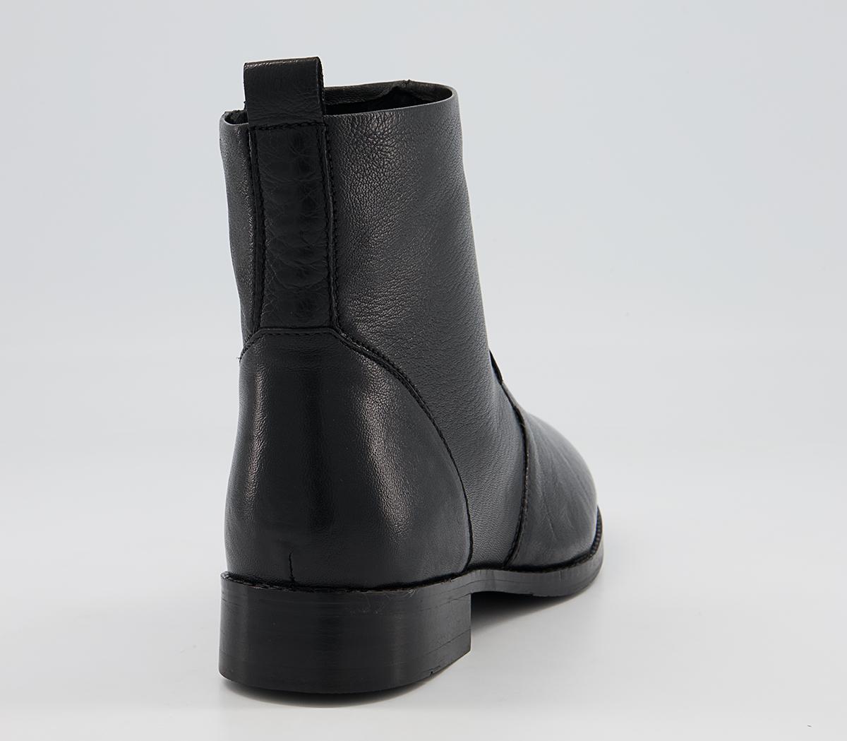Office Alexi Unlined Almond Toe Boots Black Leather - Womens Boots