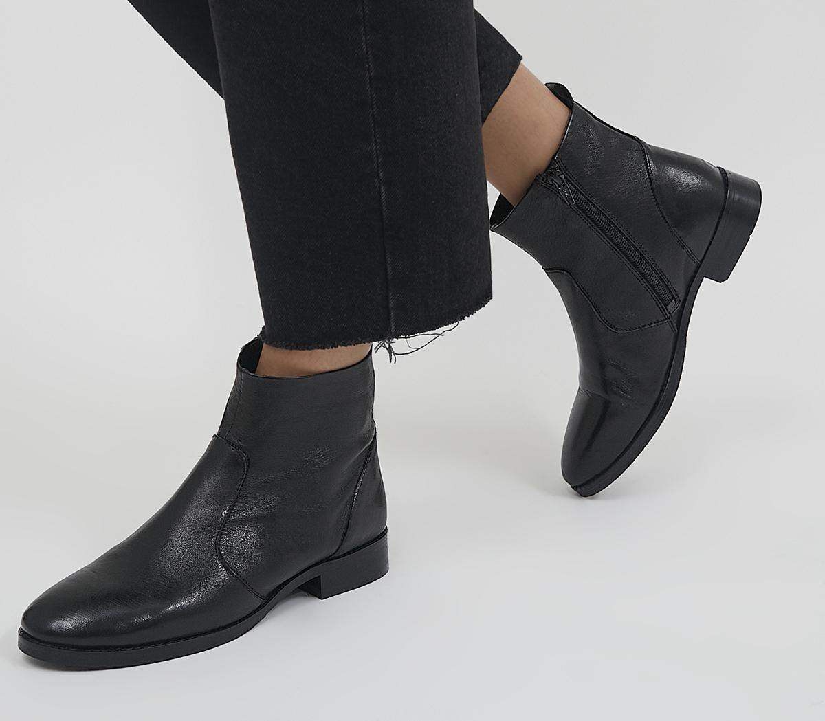 OfficeAlexi Unlined Almond Toe BootsBlack Leather