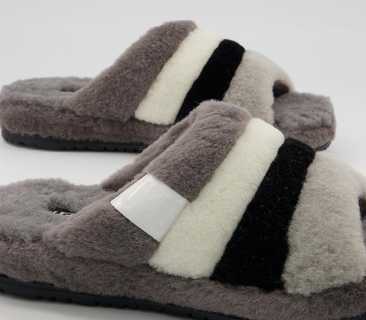 UGG Fluff You Stripe Slippers UGG Fluff You Stripe Slippers Dark Grey Multi