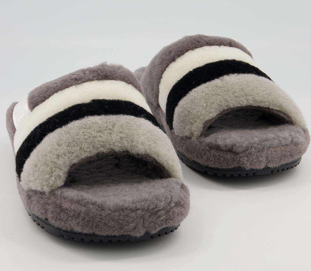 UGG Fluff You Stripe Slippers UGG Fluff You Stripe Slippers Dark Grey Multi