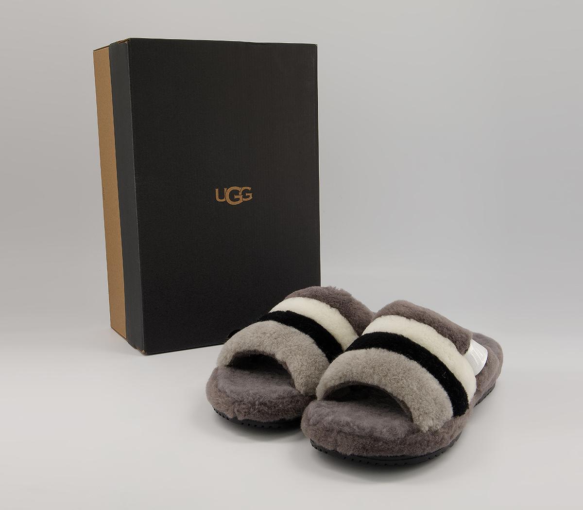 UGG Fluff You Stripe Slippers UGG Fluff You Stripe Slippers Dark Grey Multi