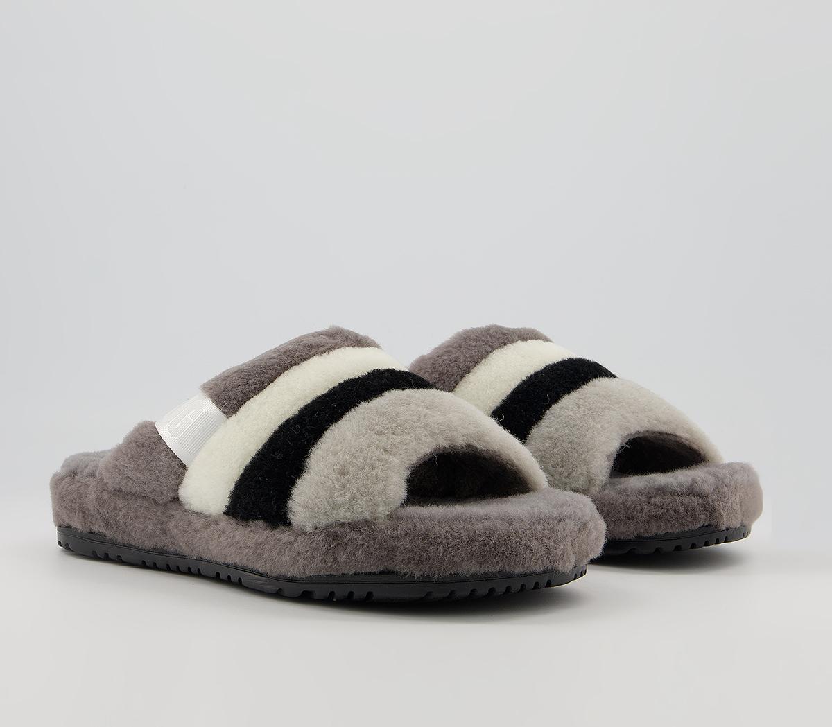 UGG Fluff You Stripe Slippers UGG Fluff You Stripe Slippers Dark Grey Multi