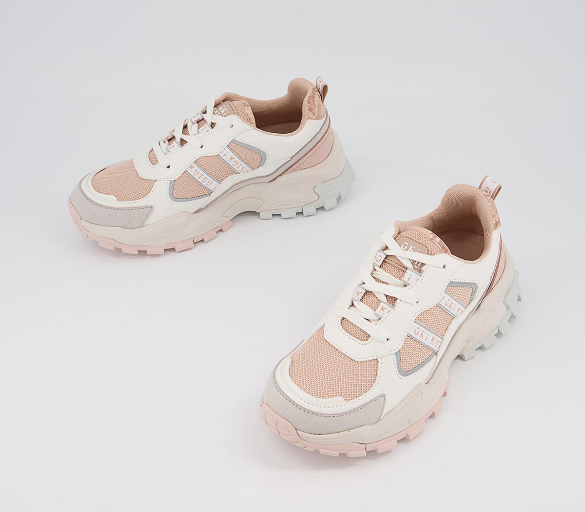 Oki Kutsu O806 Lace Up Trainers Oki Kutsu O806 Lace Up Trainers White Nude Grey Mix