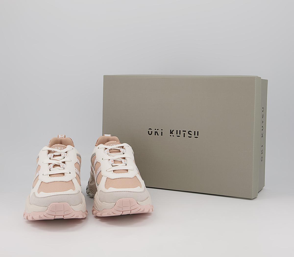 Oki Kutsu O806 Lace Up Trainers Oki Kutsu O806 Lace Up Trainers White Nude Grey Mix