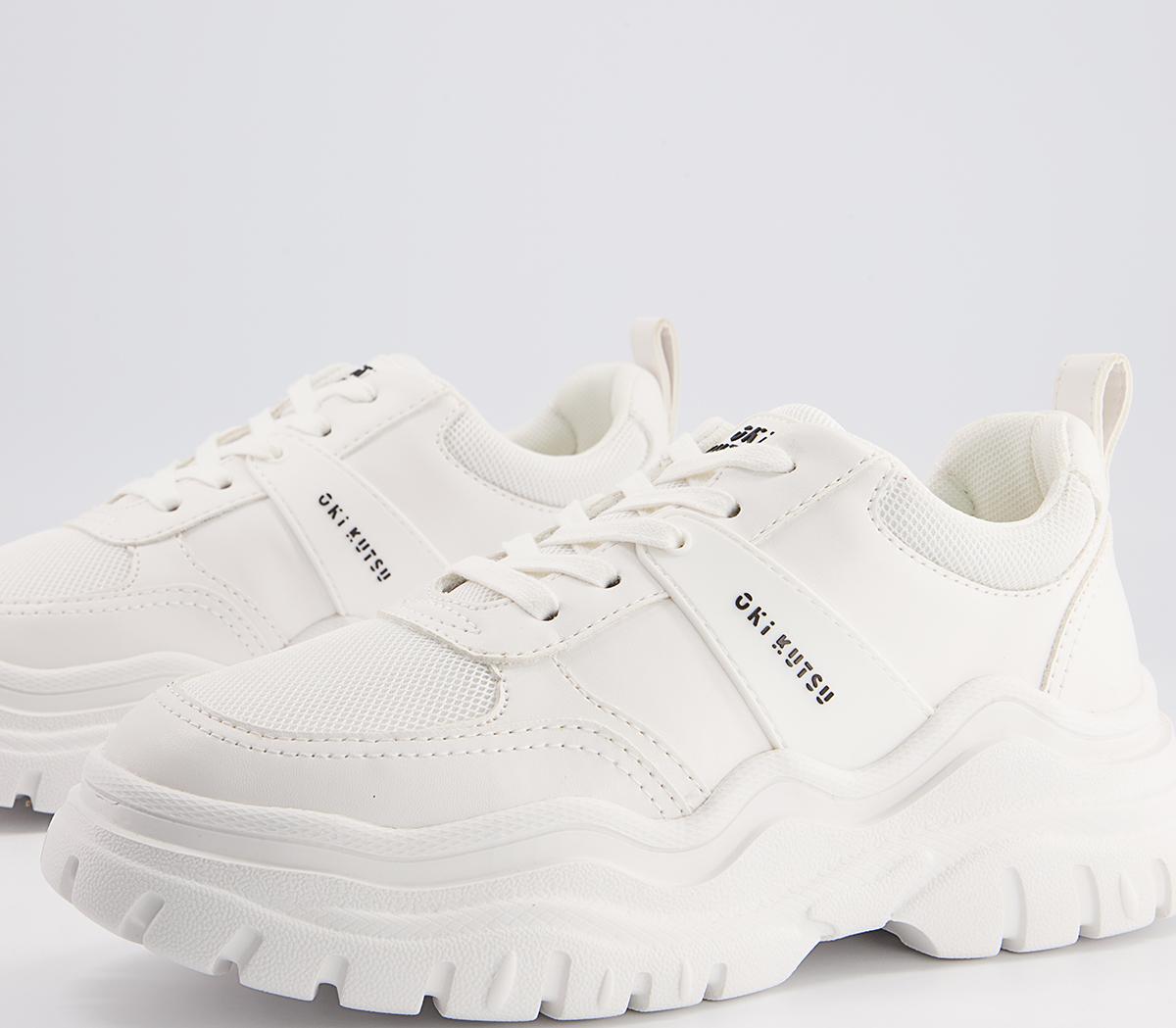 Oki Kutsu O511 Lace Up Trainers White Drench - Women's Platform Trainers