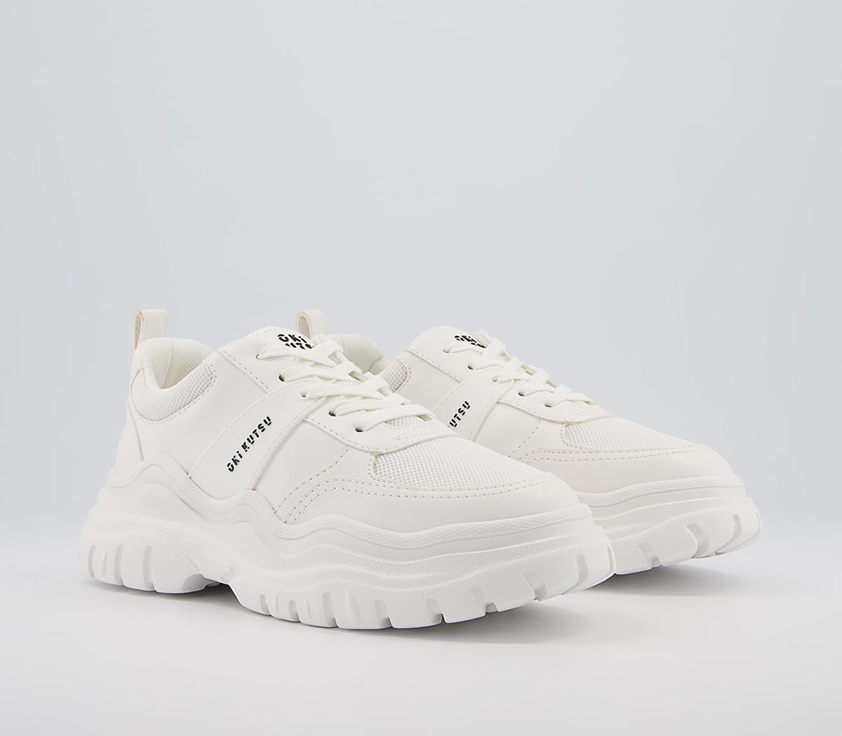 Oki Kutsu O511 Lace Up Trainers White Drench - Women's Platform Trainers