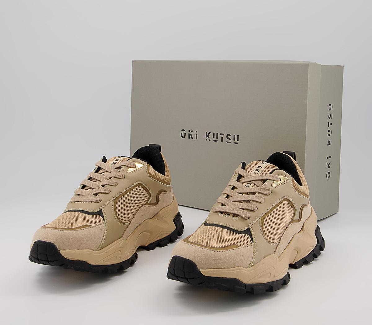 Oki Kutsu O506 Lace Up Trainers Oki Kutsu O506 Lace Up Trainers Camel Drench With Black