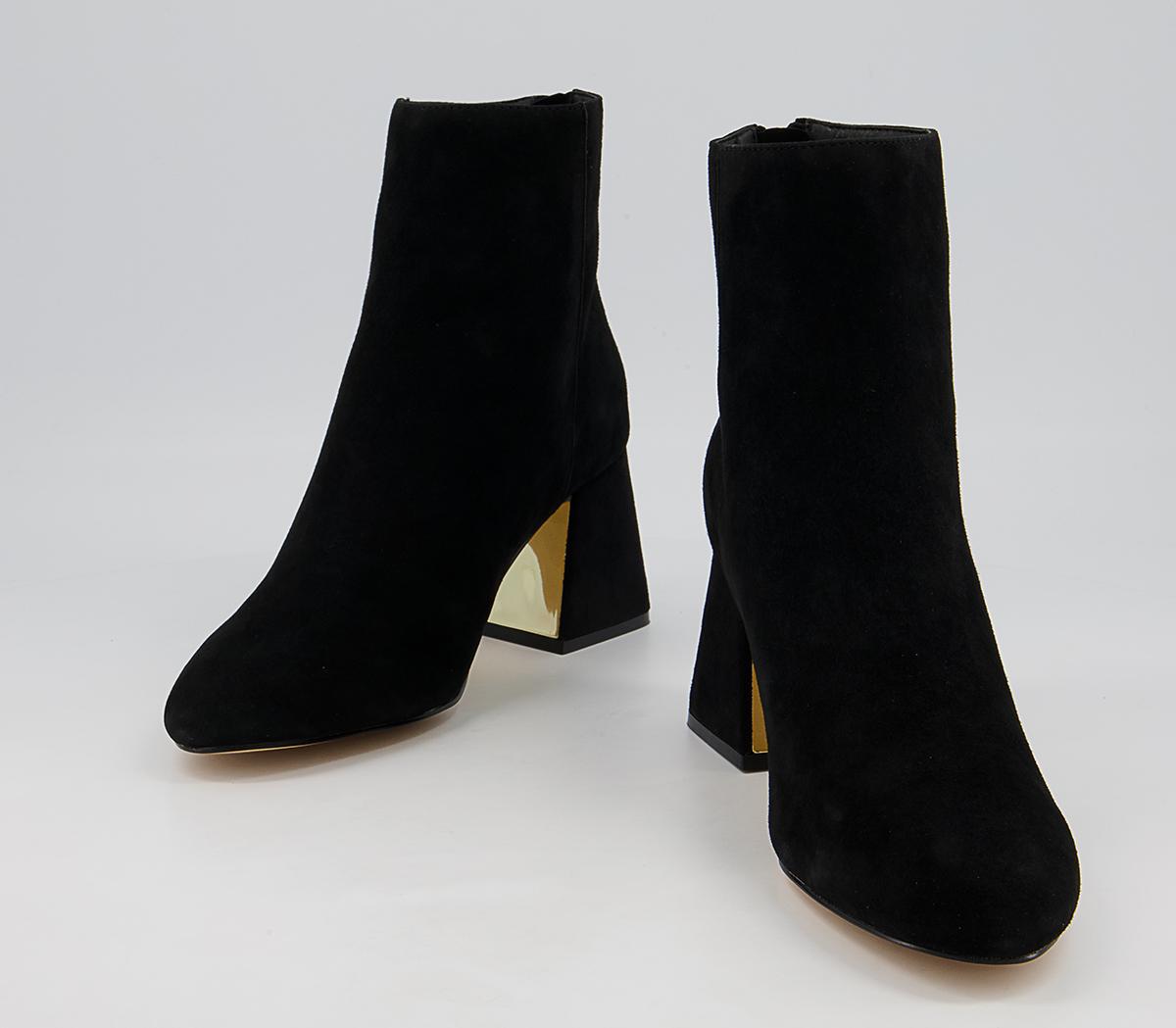 Office Anisha Mid Metallic Block Boots Office Anisha Mid Metallic Block Boots Black Suede