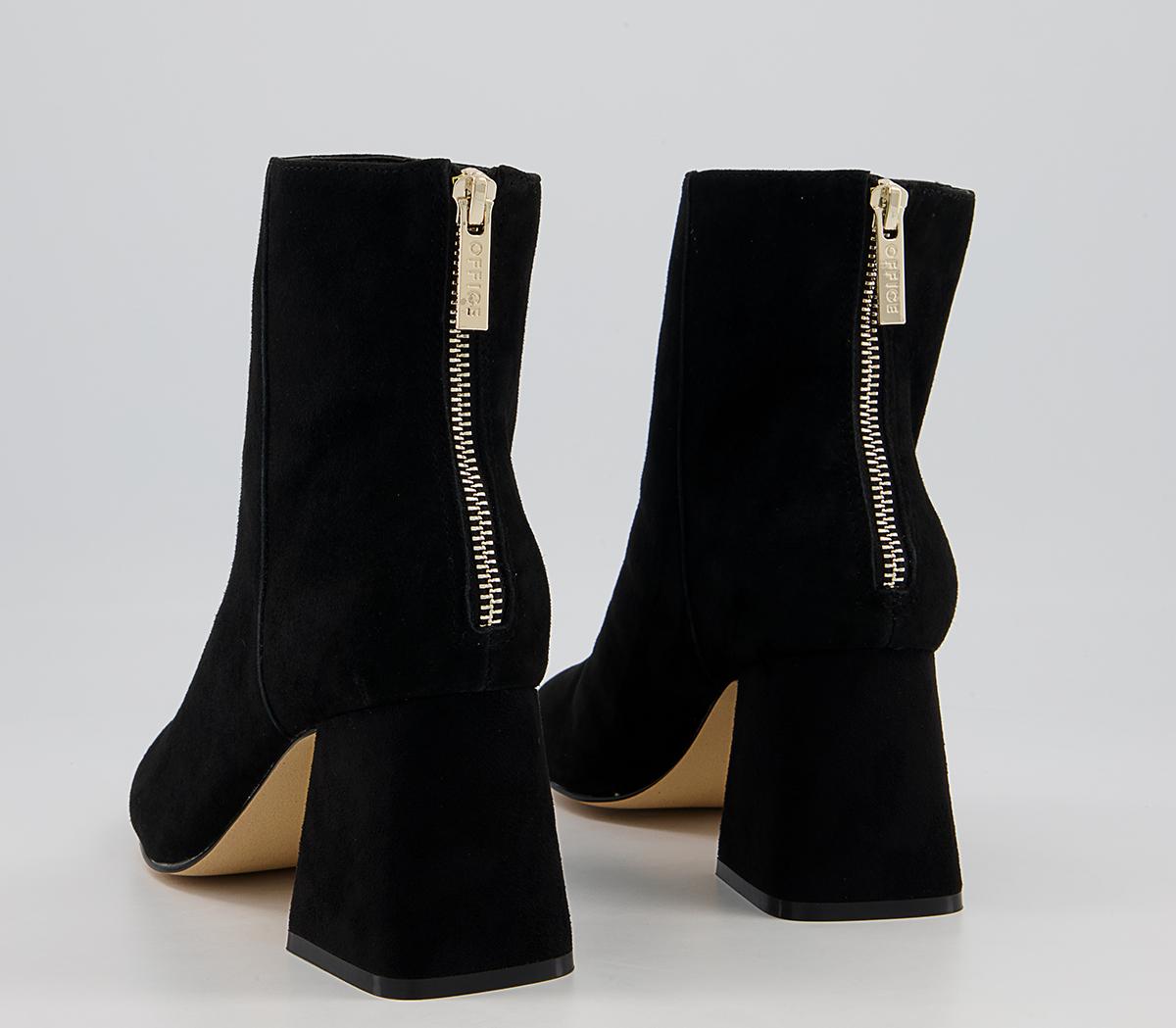 Office Anisha Mid Metallic Block Boots Office Anisha Mid Metallic Block Boots Black Suede