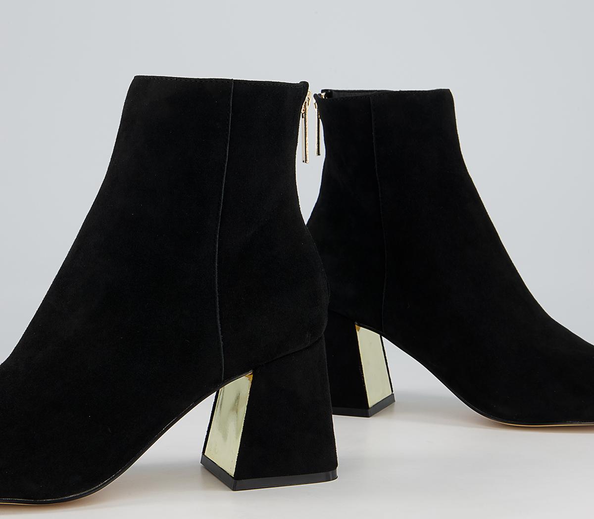 Office Anisha Mid Metallic Block Boots Office Anisha Mid Metallic Block Boots Black Suede