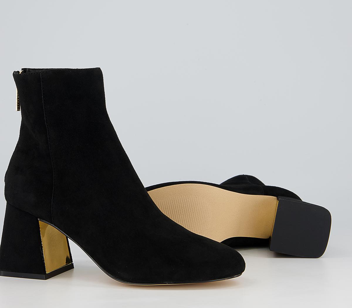 Office Anisha Mid Metallic Block Boots Office Anisha Mid Metallic Block Boots Black Suede