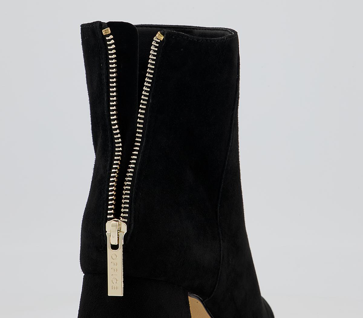 Office Anisha Mid Metallic Block Boots Office Anisha Mid Metallic Block Boots Black Suede