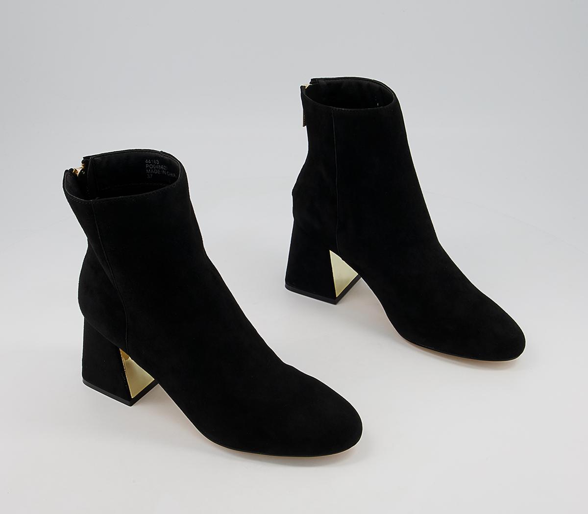 Office Anisha Mid Metallic Block Boots Office Anisha Mid Metallic Block Boots Black Suede