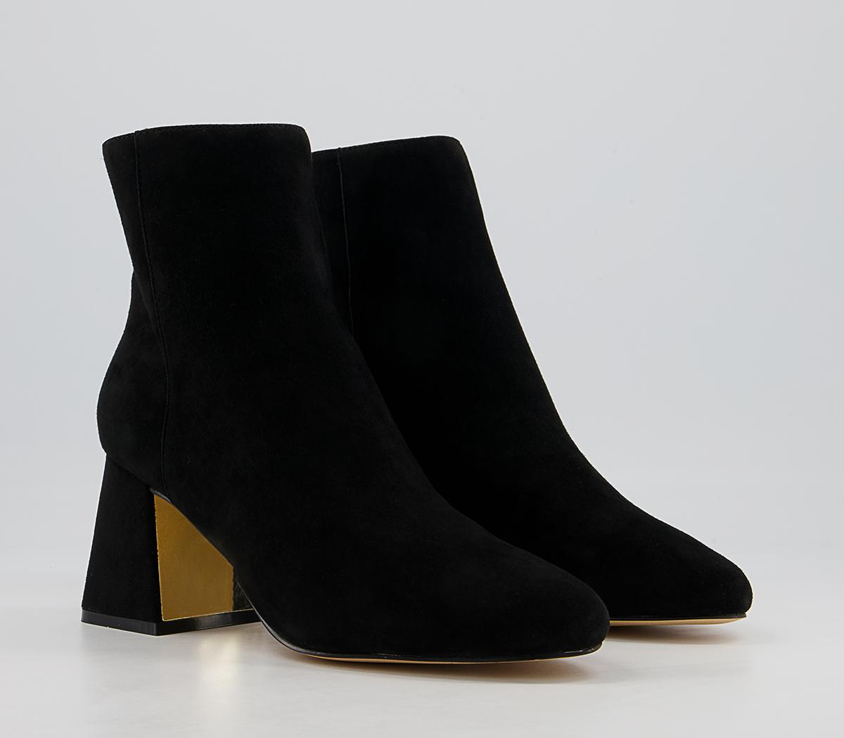 Office Anisha Mid Metallic Block Boots Office Anisha Mid Metallic Block Boots Black Suede