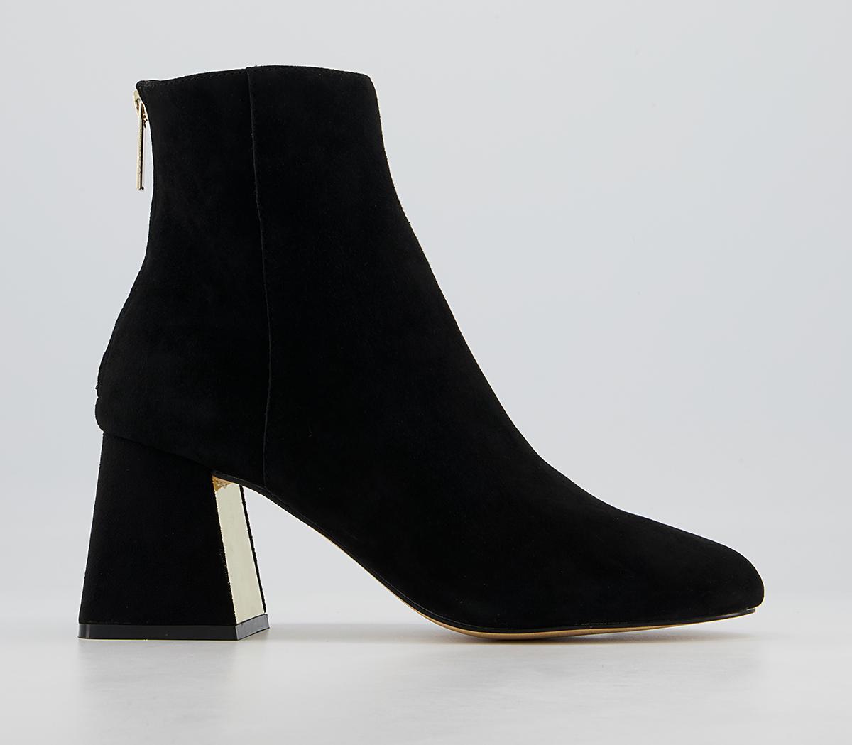 Office Anisha Mid Metallic Block Boots Office Anisha Mid Metallic Block Boots Black Suede