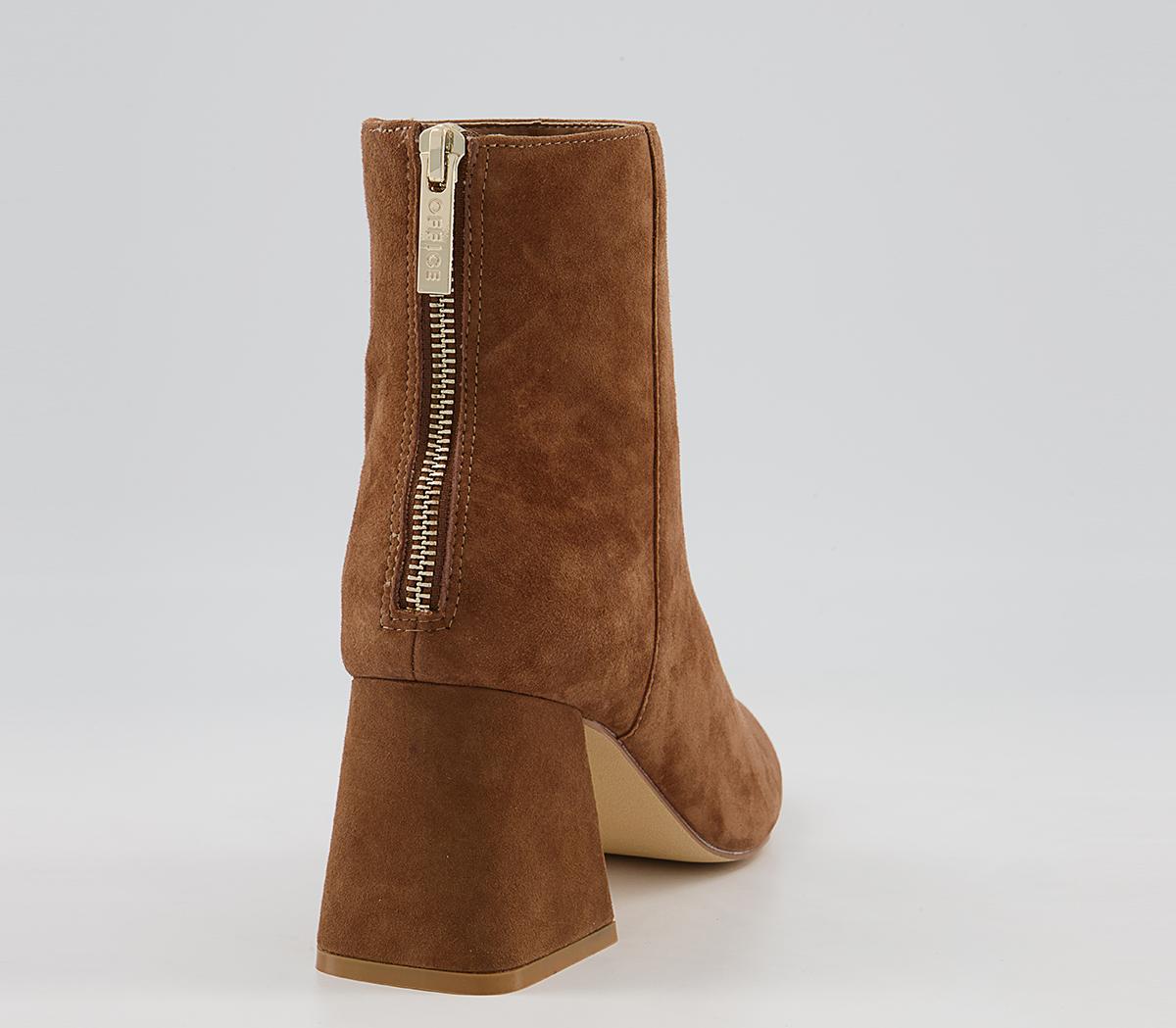 Office Anisha Mid Metallic Block Boots Office Anisha Mid Metallic Block Boots Tan Suede