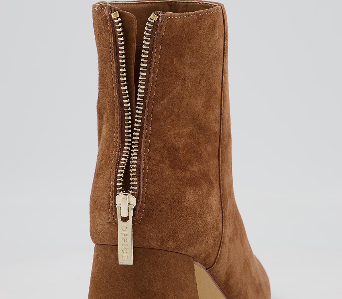 Office Anisha Mid Metallic Block Boots Office Anisha Mid Metallic Block Boots Tan Suede