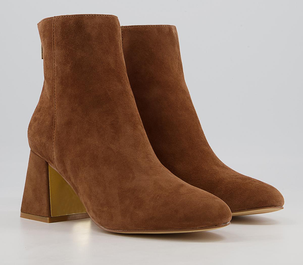 Office Anisha Mid Metallic Block Boots Office Anisha Mid Metallic Block Boots Tan Suede