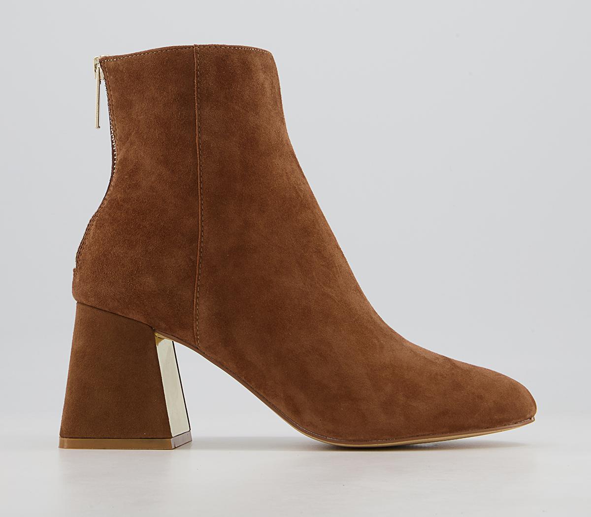 Office Anisha Mid Metallic Block Boots Office Anisha Mid Metallic Block Boots Tan Suede