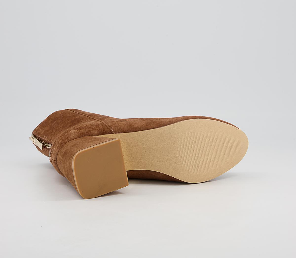 Office Anisha Mid Metallic Block Boots Office Anisha Mid Metallic Block Boots Tan Suede