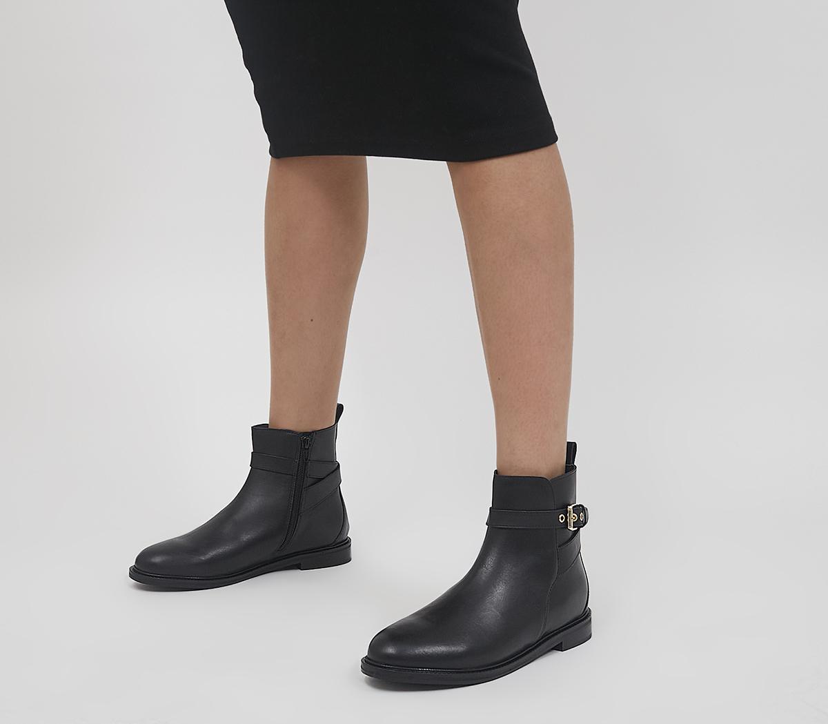 OfficeAshford Clean Jodphur Flat Ankle BootsBlack Leather