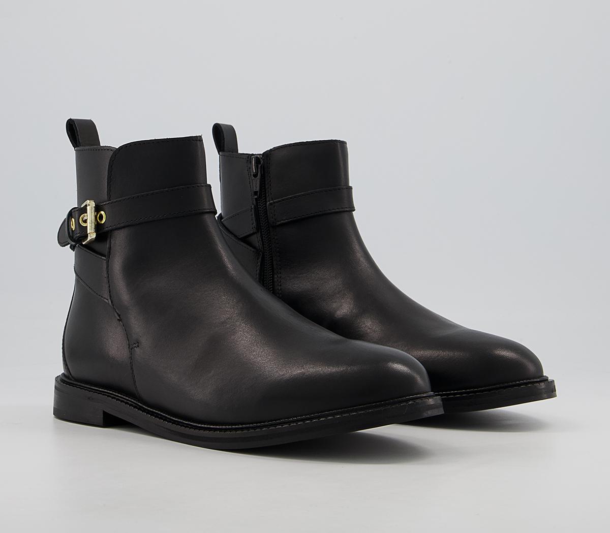 OFFICE Ashford Clean Jodphur Flat Ankle Boots Black Leather - Women's ...