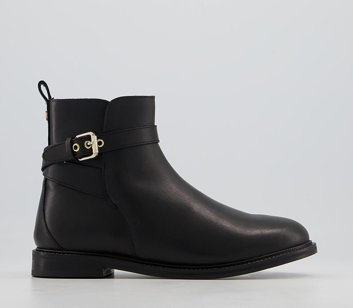Office Ashford Clean Jodphur Flat Ankle Boots Office Ashford Clean Jodphur Flat Ankle Boots Black Leather