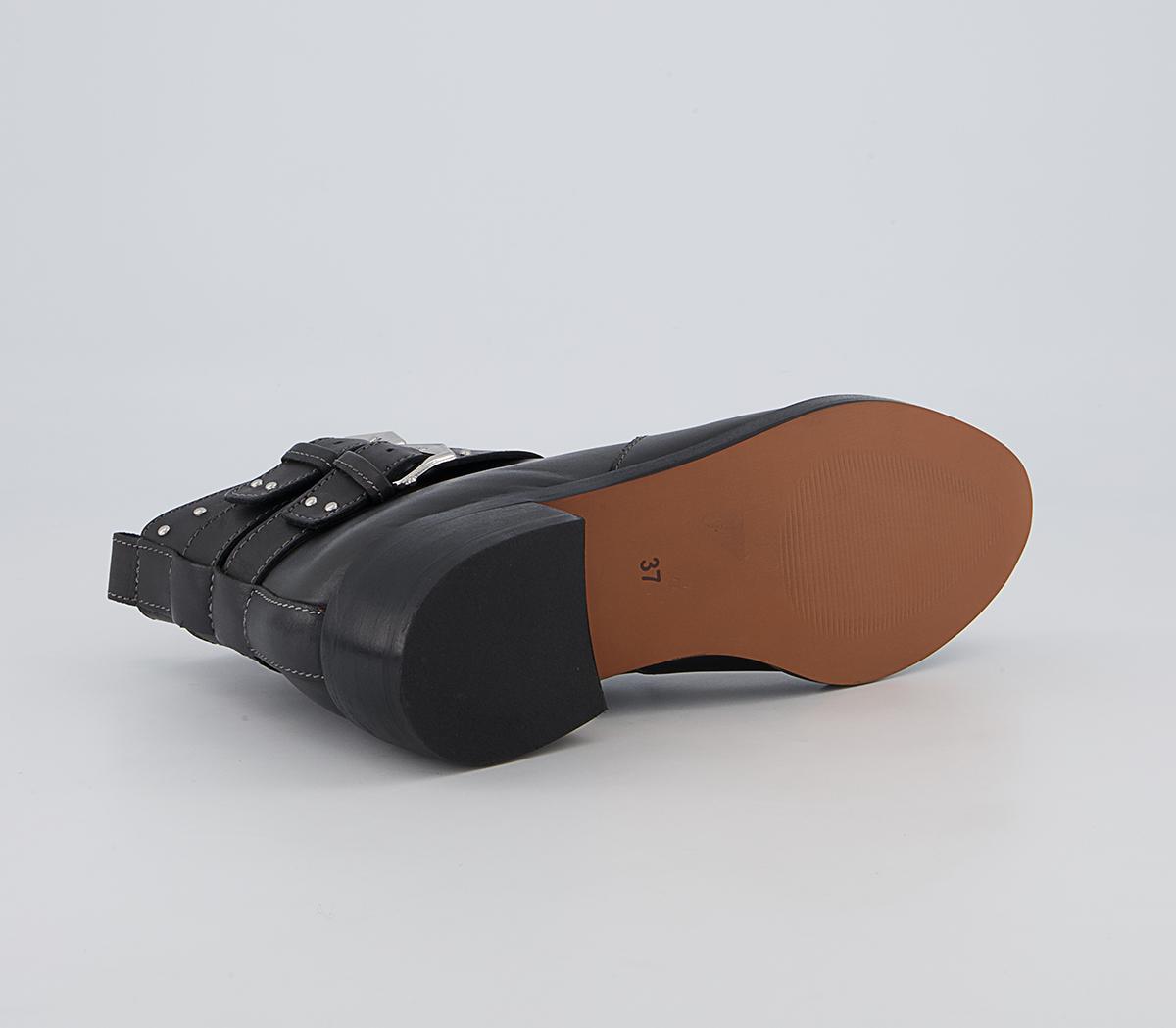 Office Anchor Double Buckle Studded Ankle Boots Office Anchor Double Buckle Studded Ankle Boots Dark Grey Leather