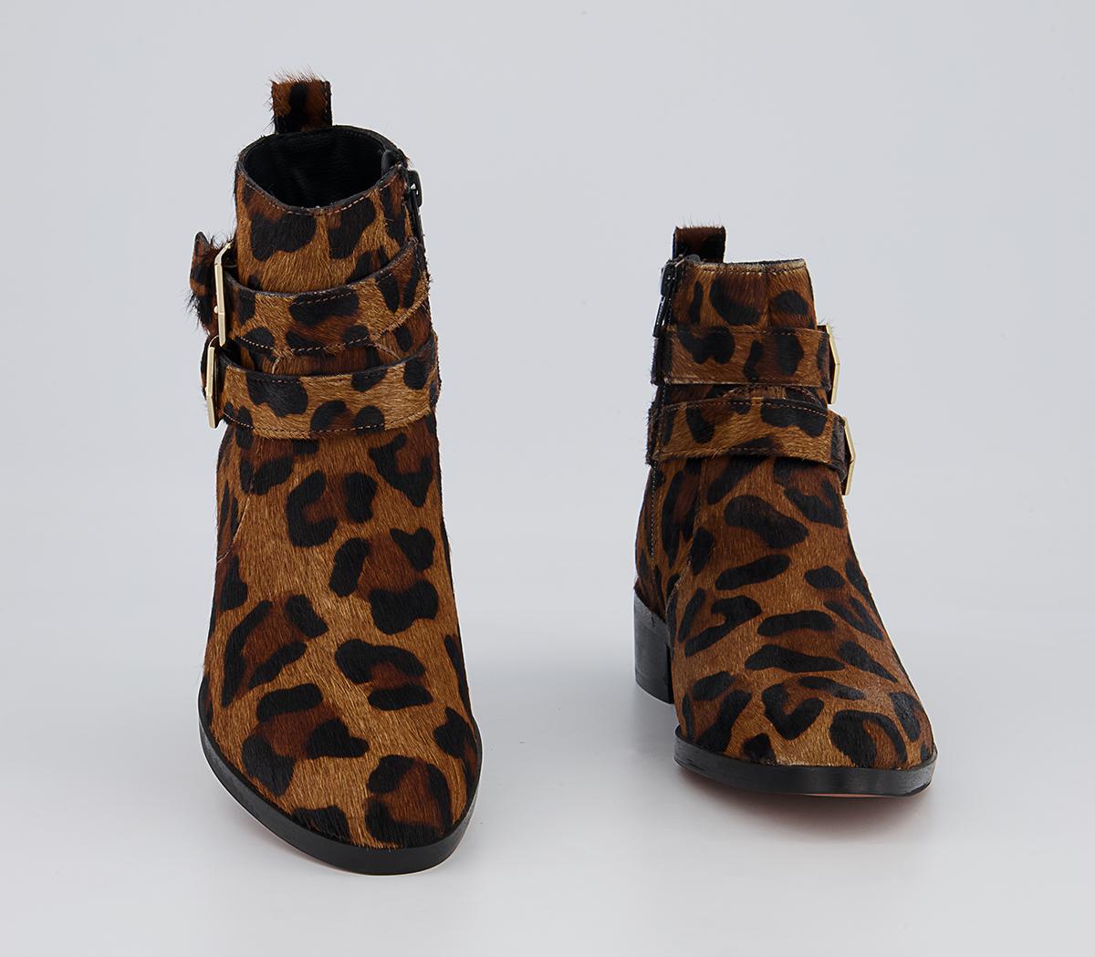 Office Anchor Double Buckle Studded ankle Boots Office Anchor Double Buckle Studded ankle Boots Leopard