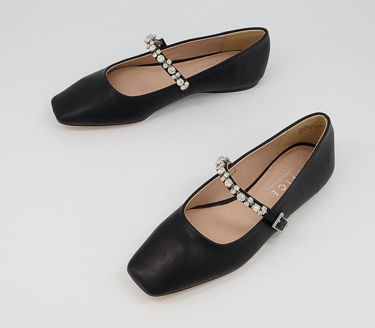 OFFICE Formerly Soft Square Mary Jane Flats Black With Embellishment ...