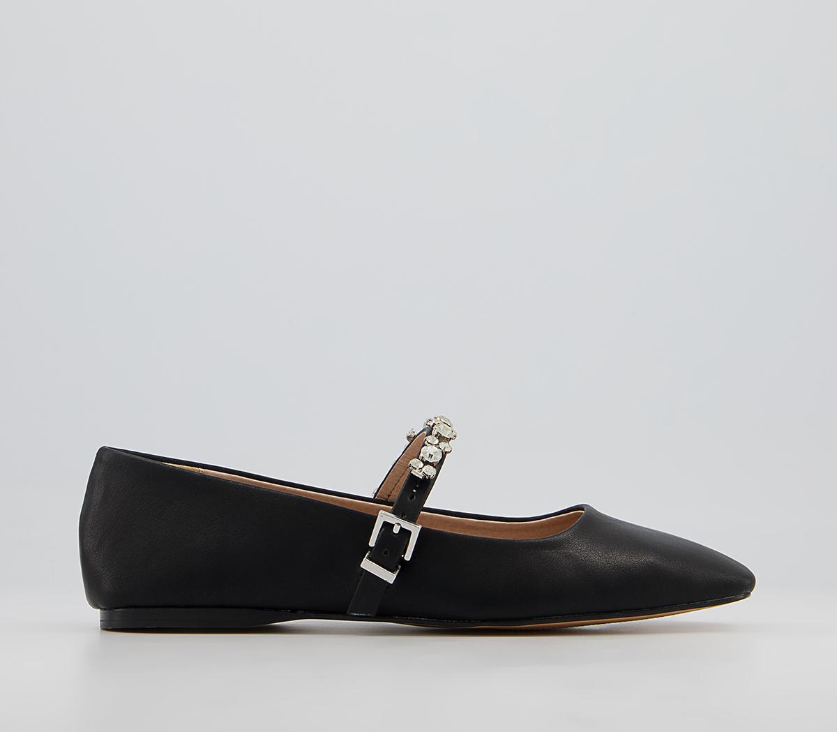 OFFICE Formerly Soft Square Mary Jane Flats Black With Embellishment ...