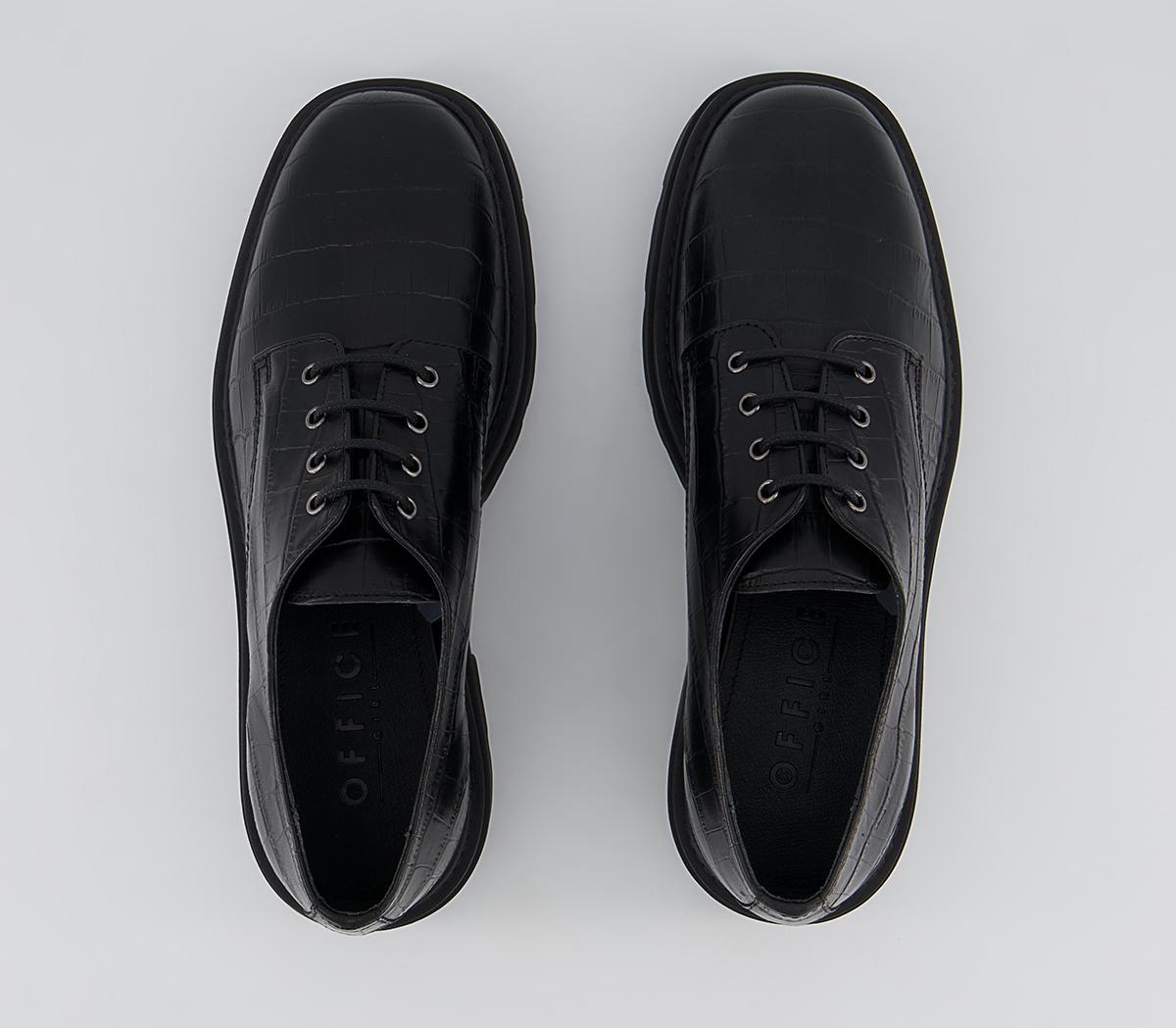 Office Fast Moving Chunky Lace Up Brogues Office Fast Moving Chunky Lace Up Brogues Black Croc Leather