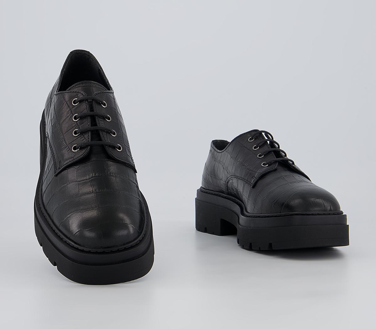 Office Fast Moving Chunky Lace Up Brogues Office Fast Moving Chunky Lace Up Brogues Black Croc Leather
