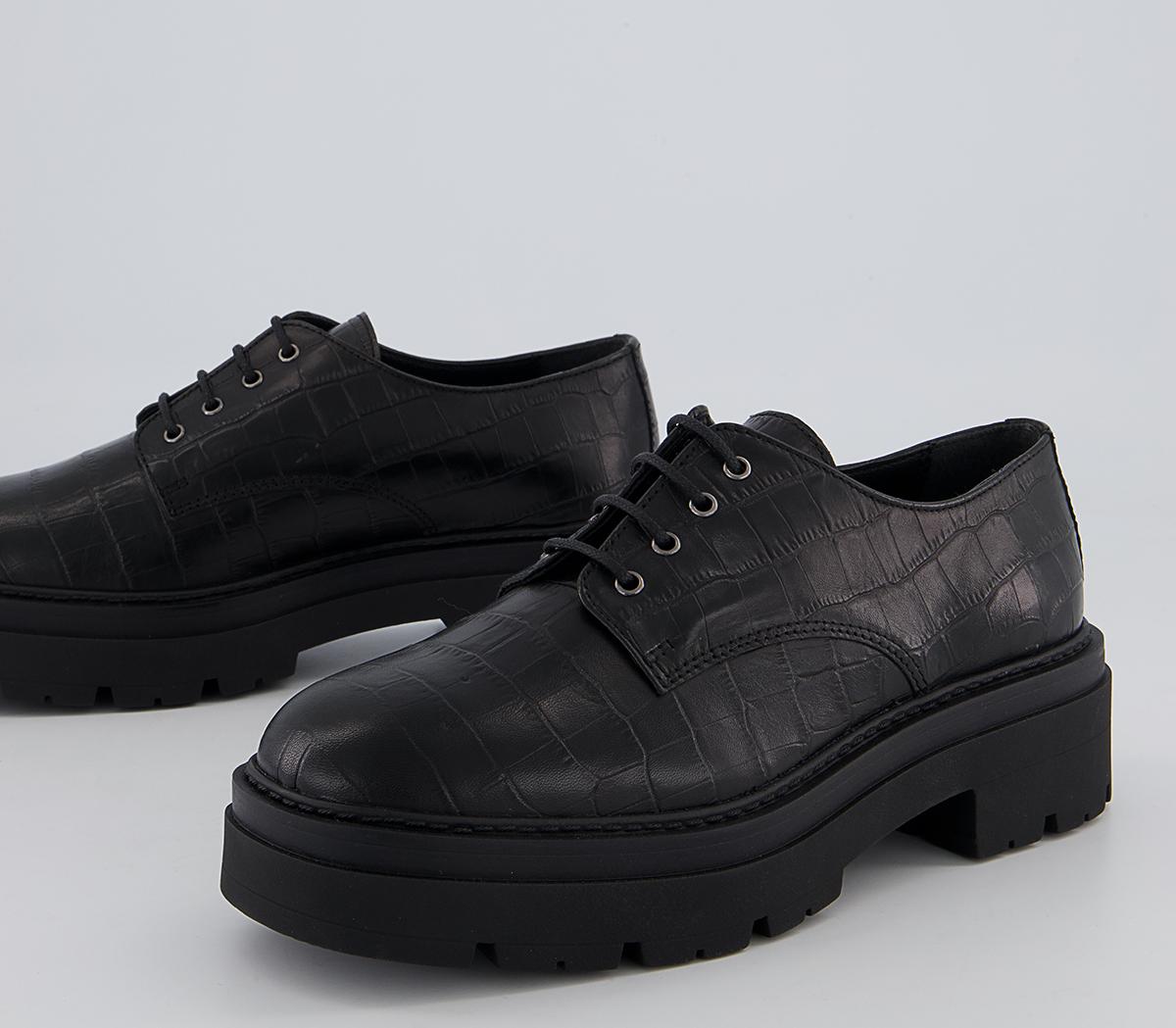 Office Fast Moving Chunky Lace Up Brogues Office Fast Moving Chunky Lace Up Brogues Black Croc Leather