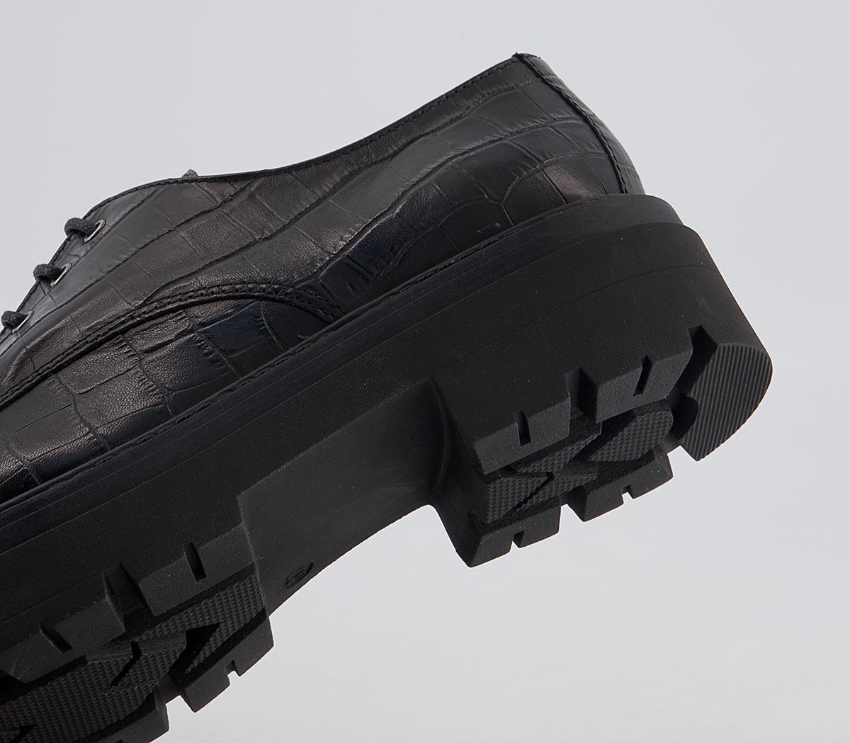 Office Fast Moving Chunky Lace Up Brogues Office Fast Moving Chunky Lace Up Brogues Black Croc Leather