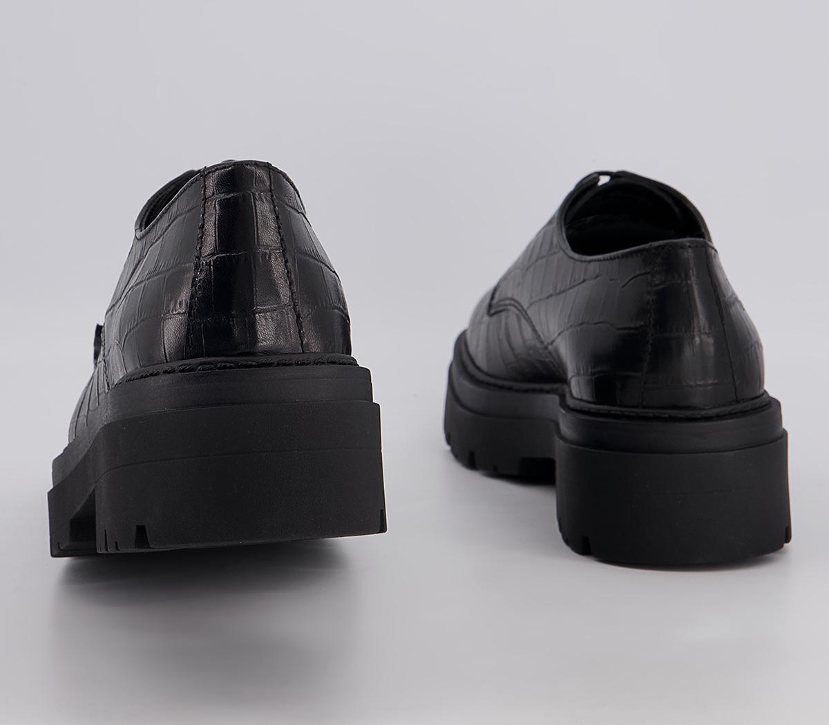 Office Fast Moving Chunky Lace Up Brogues Office Fast Moving Chunky Lace Up Brogues Black Croc Leather