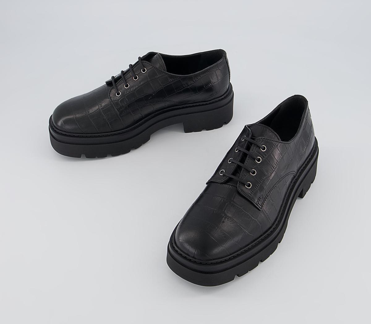 Office Fast Moving Chunky Lace Up Brogues Office Fast Moving Chunky Lace Up Brogues Black Croc Leather