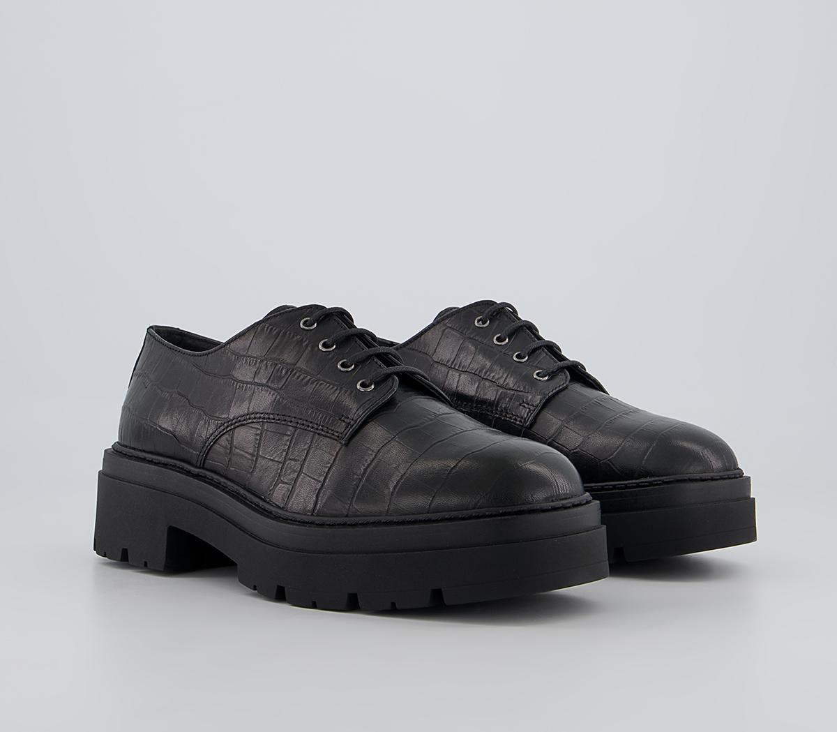 Office Fast Moving Chunky Lace Up Brogues Office Fast Moving Chunky Lace Up Brogues Black Croc Leather