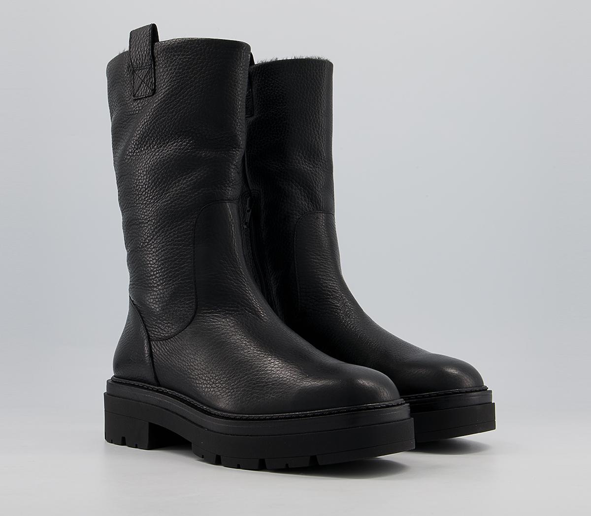 Office Kelbrook Fur Lined Calf Boots Office Kelbrook Fur Lined Calf Boots Black Leather