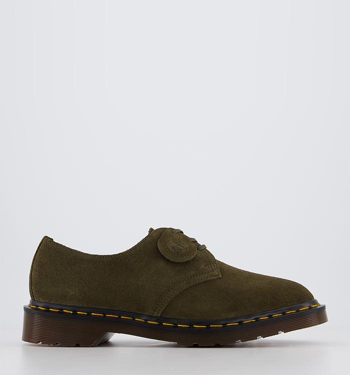 Dr. Martens 1461 3 Eye Made in England Shoes Forest Green Buck Suede