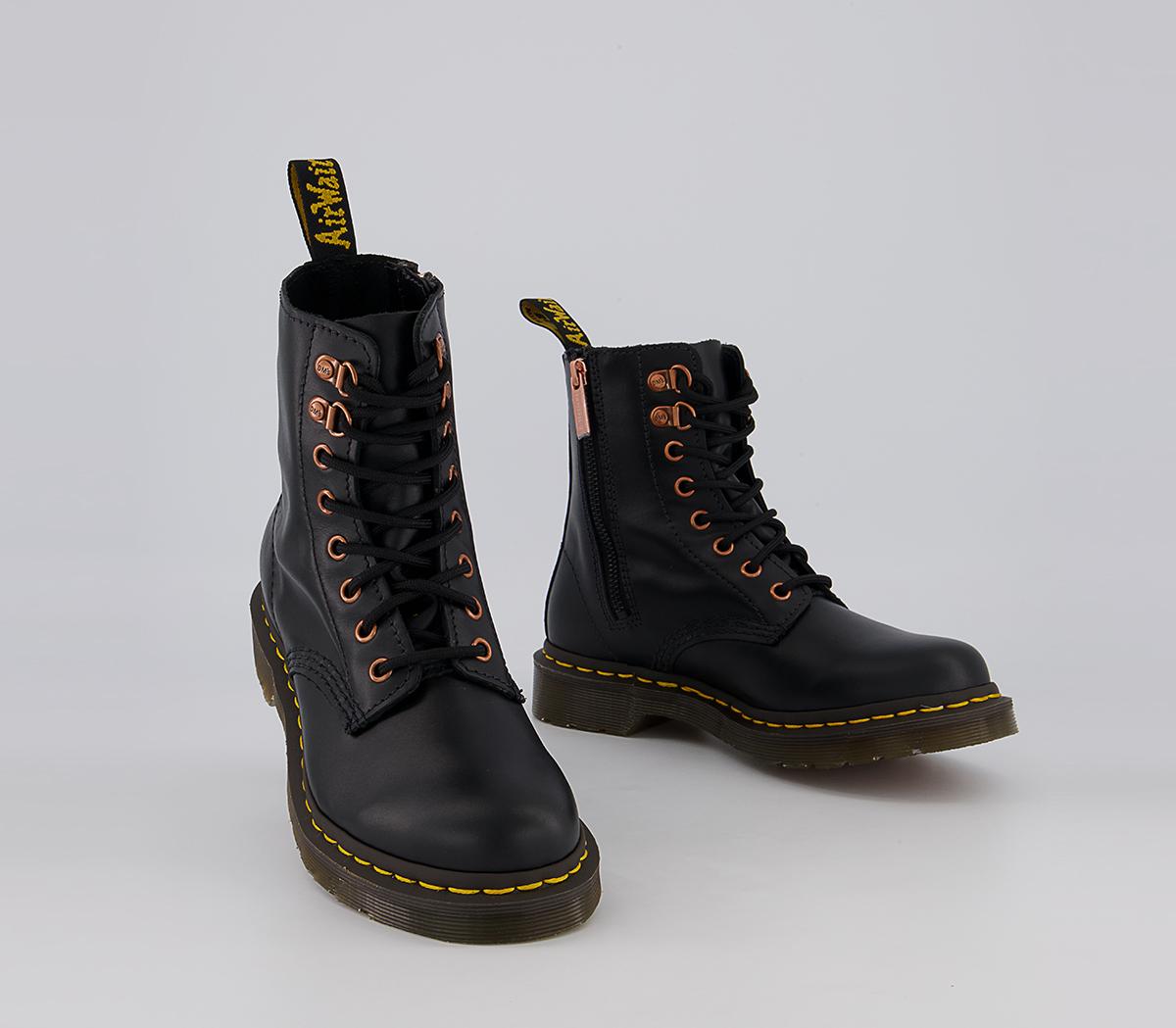 Dr. Martens 8 Eye Rose Gold Hardware Boots Dr. Martens 8 Eye Rose Gold Hardware Boots Black
