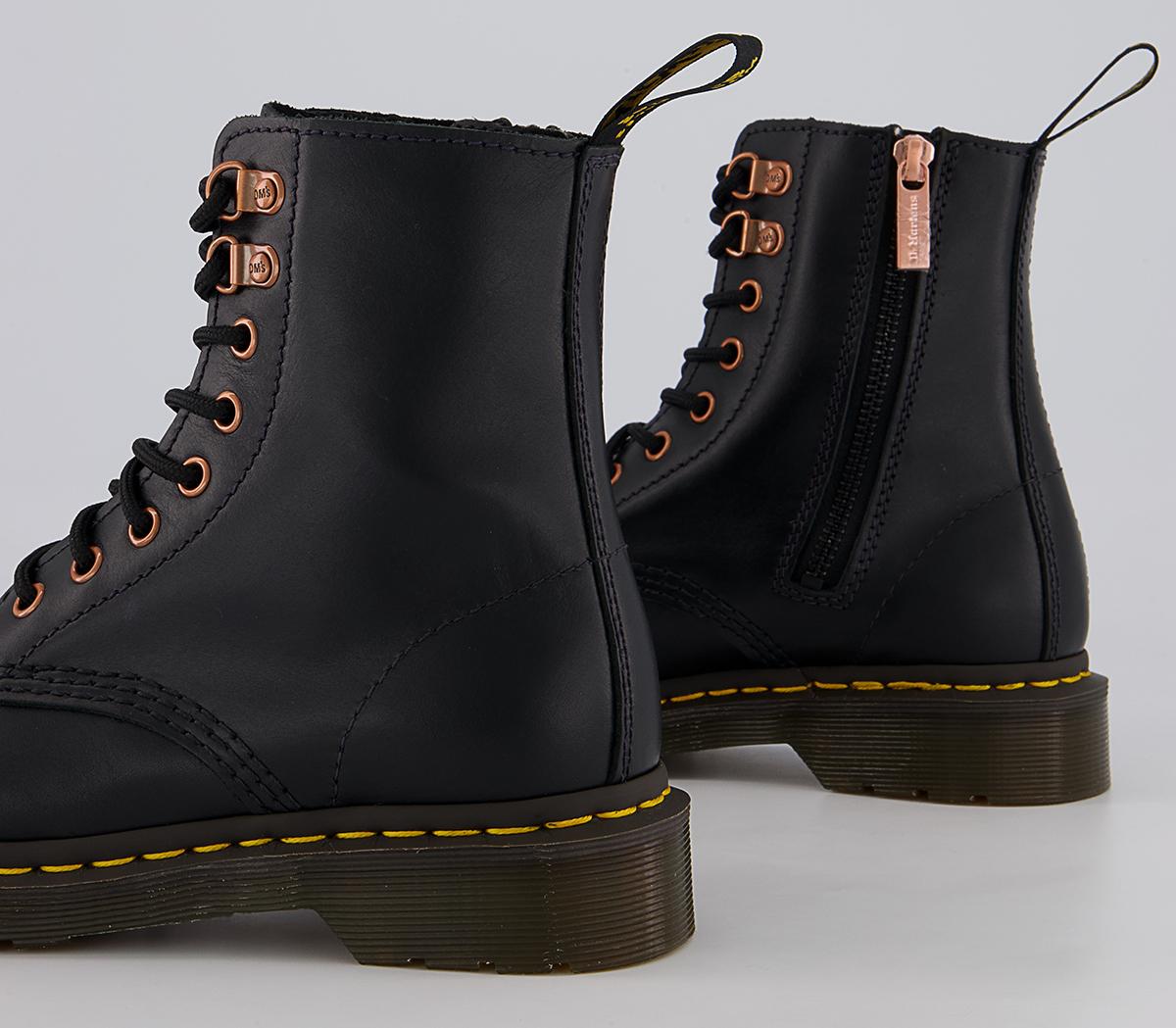 Dr. Martens 8 Eye Rose Gold Hardware Boots Dr. Martens 8 Eye Rose Gold Hardware Boots Black