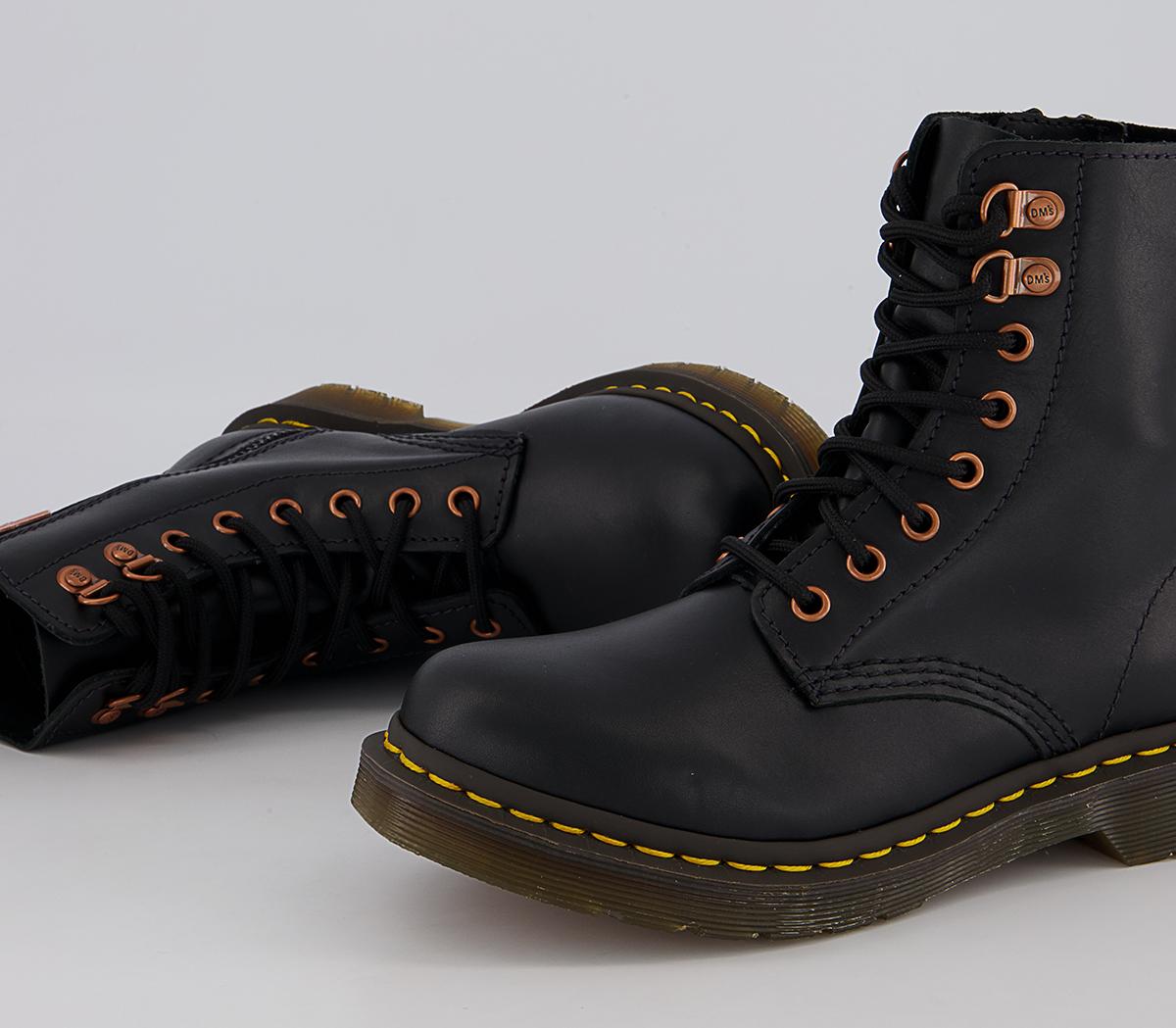 Dr. Martens 8 Eye Rose Gold Hardware Boots Dr. Martens 8 Eye Rose Gold Hardware Boots Black