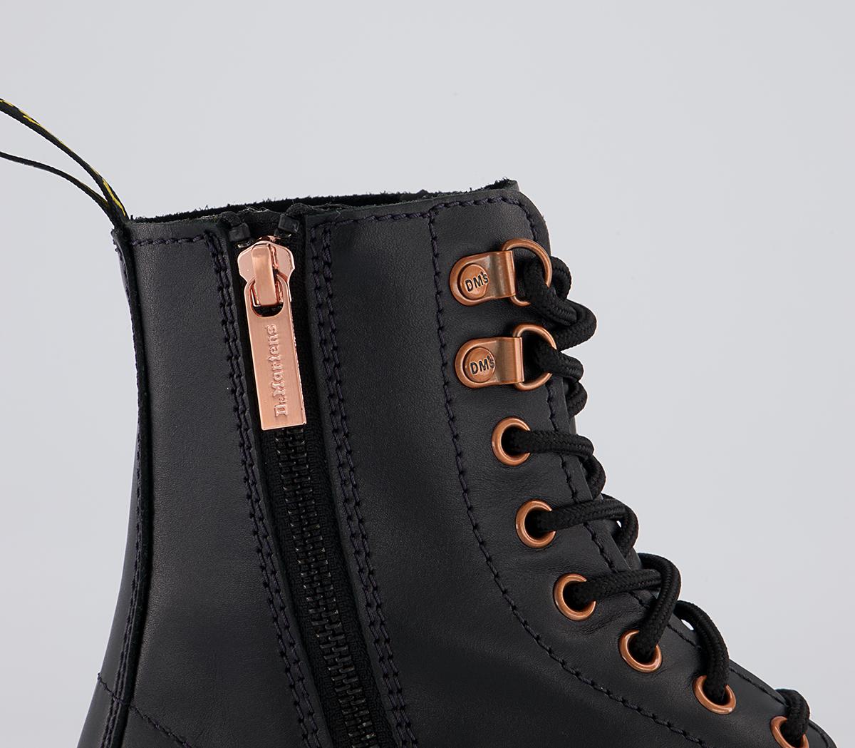 Dr. Martens 8 Eye Rose Gold Hardware Boots Dr. Martens 8 Eye Rose Gold Hardware Boots Black