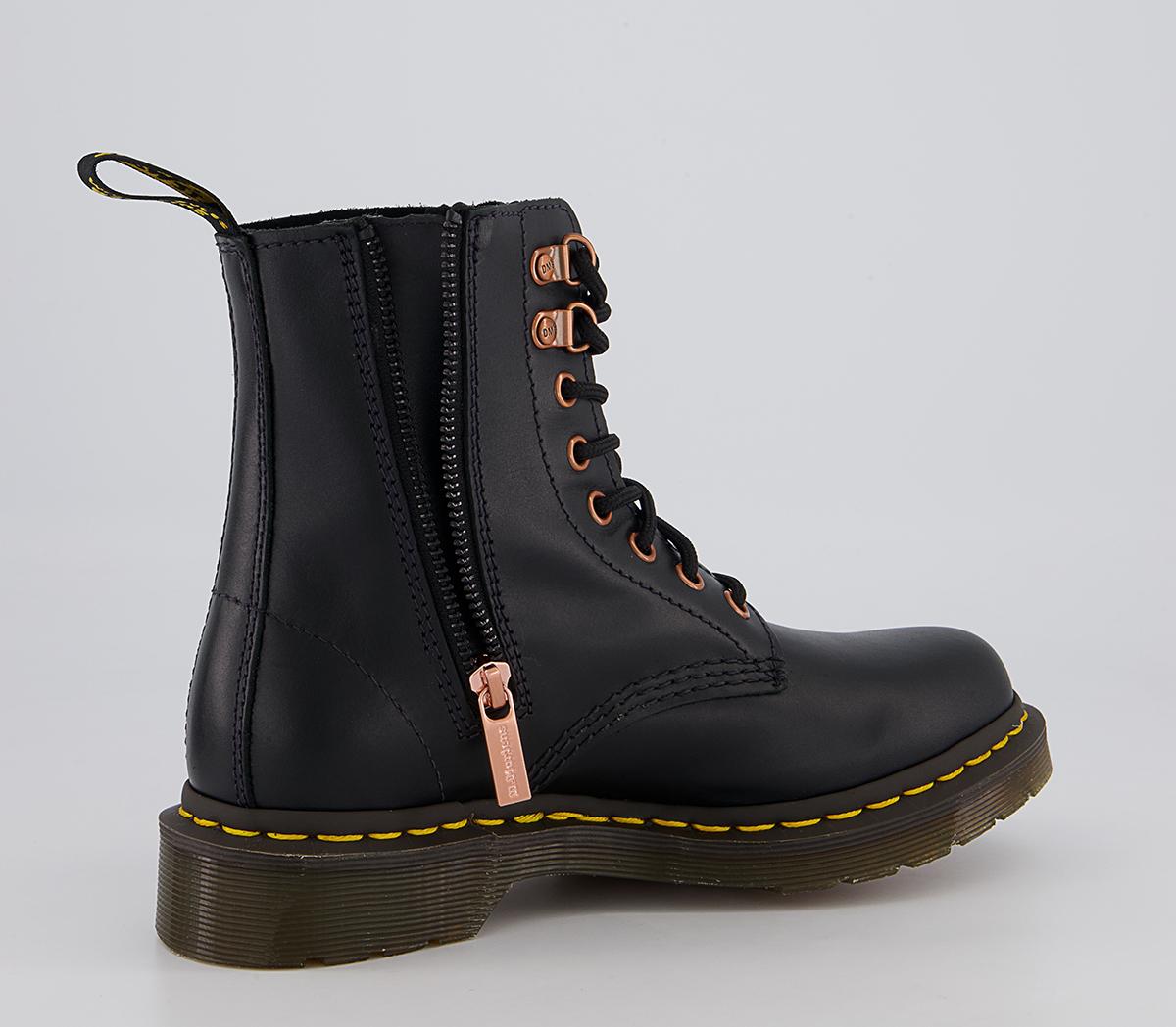 Dr. Martens 8 Eye Rose Gold Hardware Boots Dr. Martens 8 Eye Rose Gold Hardware Boots Black