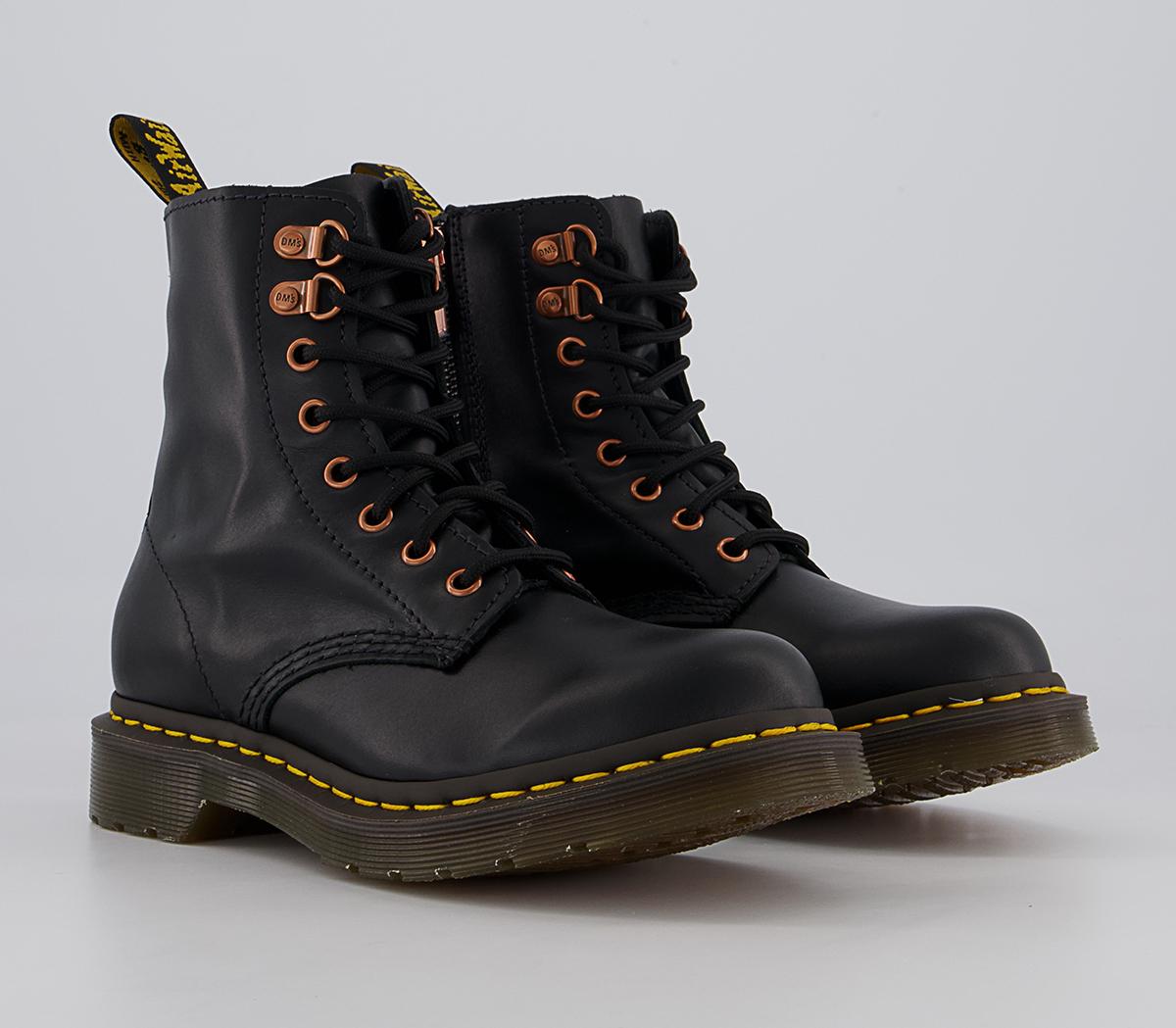 Dr. Martens 8 Eye Rose Gold Hardware Boots Dr. Martens 8 Eye Rose Gold Hardware Boots Black