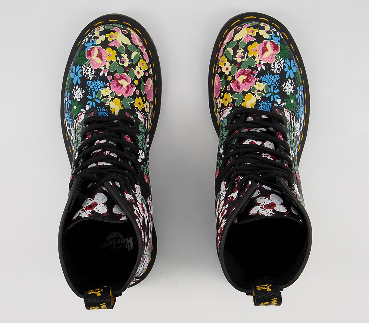 Dr. Martens 8 Eyelet Floral Boots Dr. Martens 8 Eyelet Floral Boots Black Multi